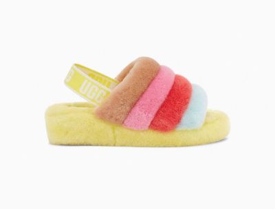 UGG Fluff Yeah Sundae Slide Womens Slippers Yellow Multicolor - AU 521BI